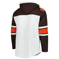 Cleveland Browns '47 Gridiron Lace-Up Pullover Hoodie - Heather Gray - 47 brand
