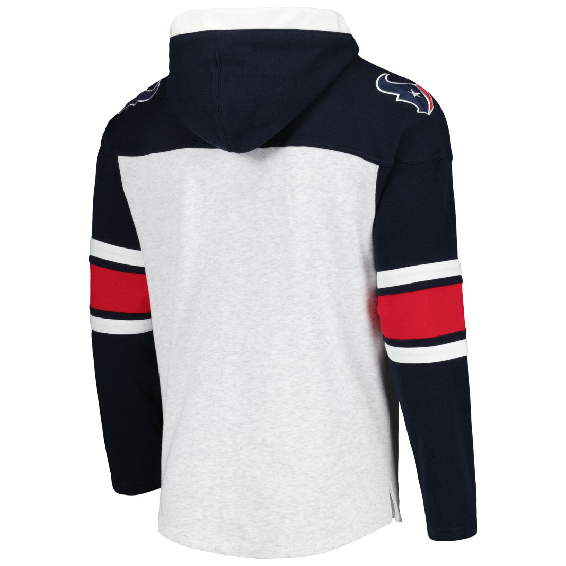 Houston Texans '47 Gridiron Lace-Up Pullover Hoodie - Heather Gray - 47 brand