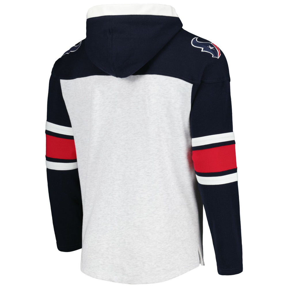 Houston Texans '47 Gridiron Lace-Up Pullover Hoodie - Heather Gray - 47 brand