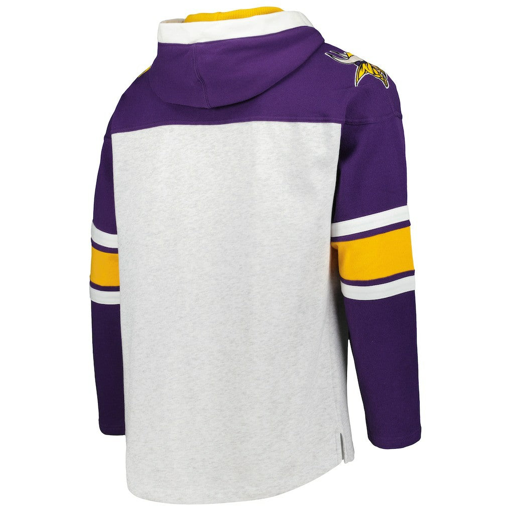 Minnesota Vikings '47 Gridiron Lace-Up Pullover Hoodie - Heather Gray - 47 brand