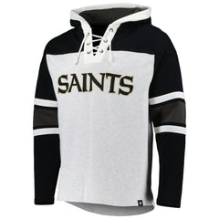 New Orleans Saints '47 Gridiron Lace-Up Pullover Hoodie - Heather Gray - 47 brand