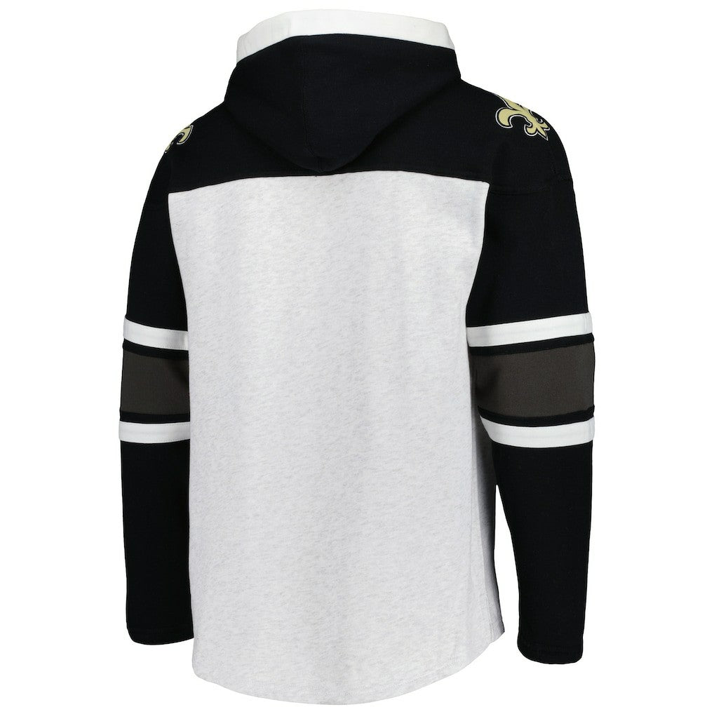 New Orleans Saints '47 Gridiron Lace-Up Pullover Hoodie - Heather Gray - 47 brand