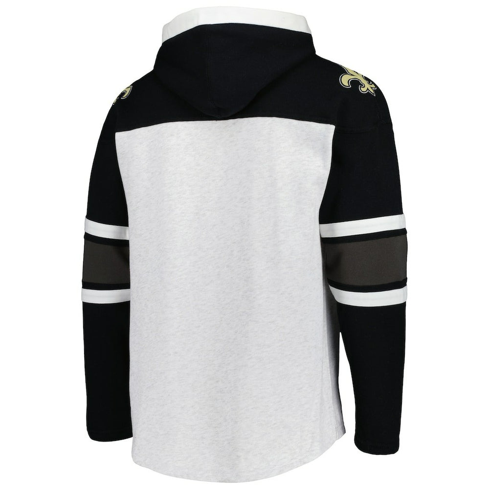 New Orleans Saints '47 Gridiron Lace-Up Pullover Hoodie - Heather Gray - 47 brand