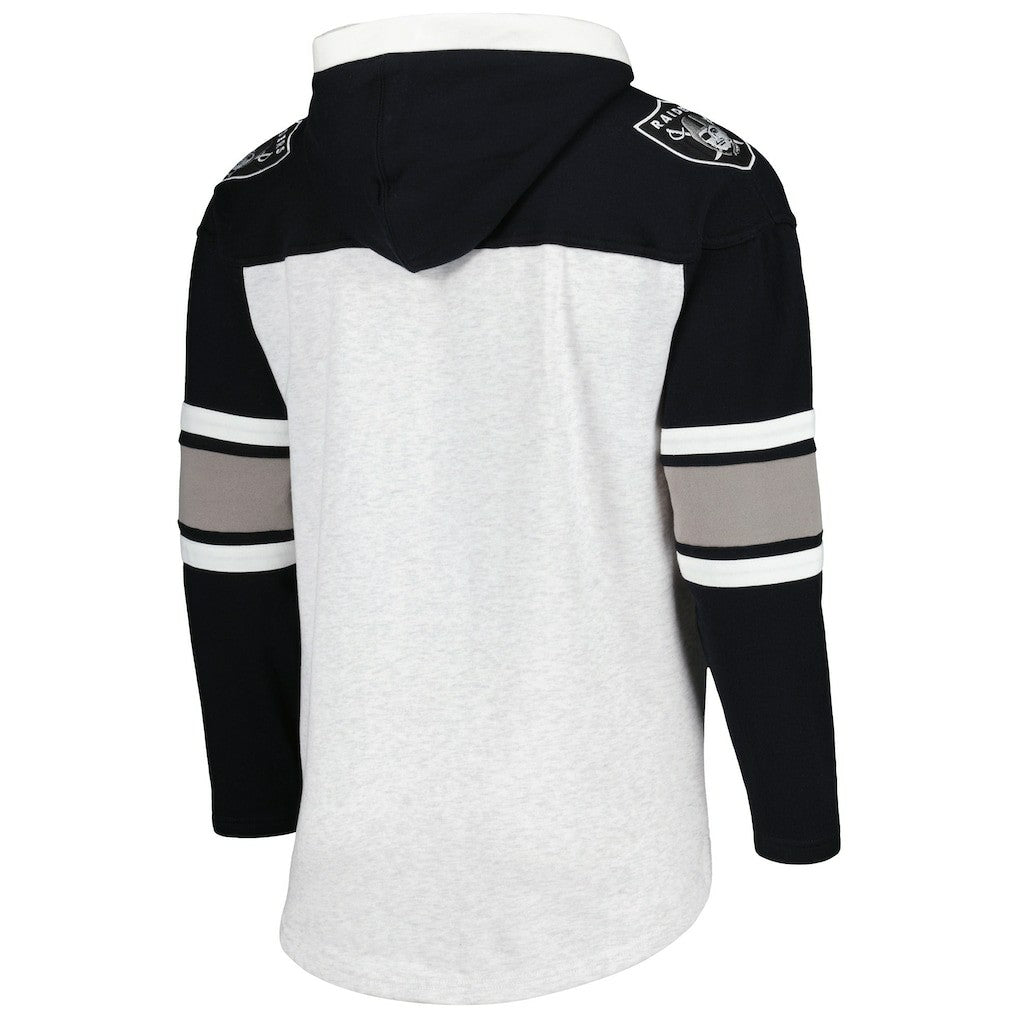 Las Vegas Raiders '47 Gridiron Lace-Up Pullover Hoodie - Heather Gray - 47 brand