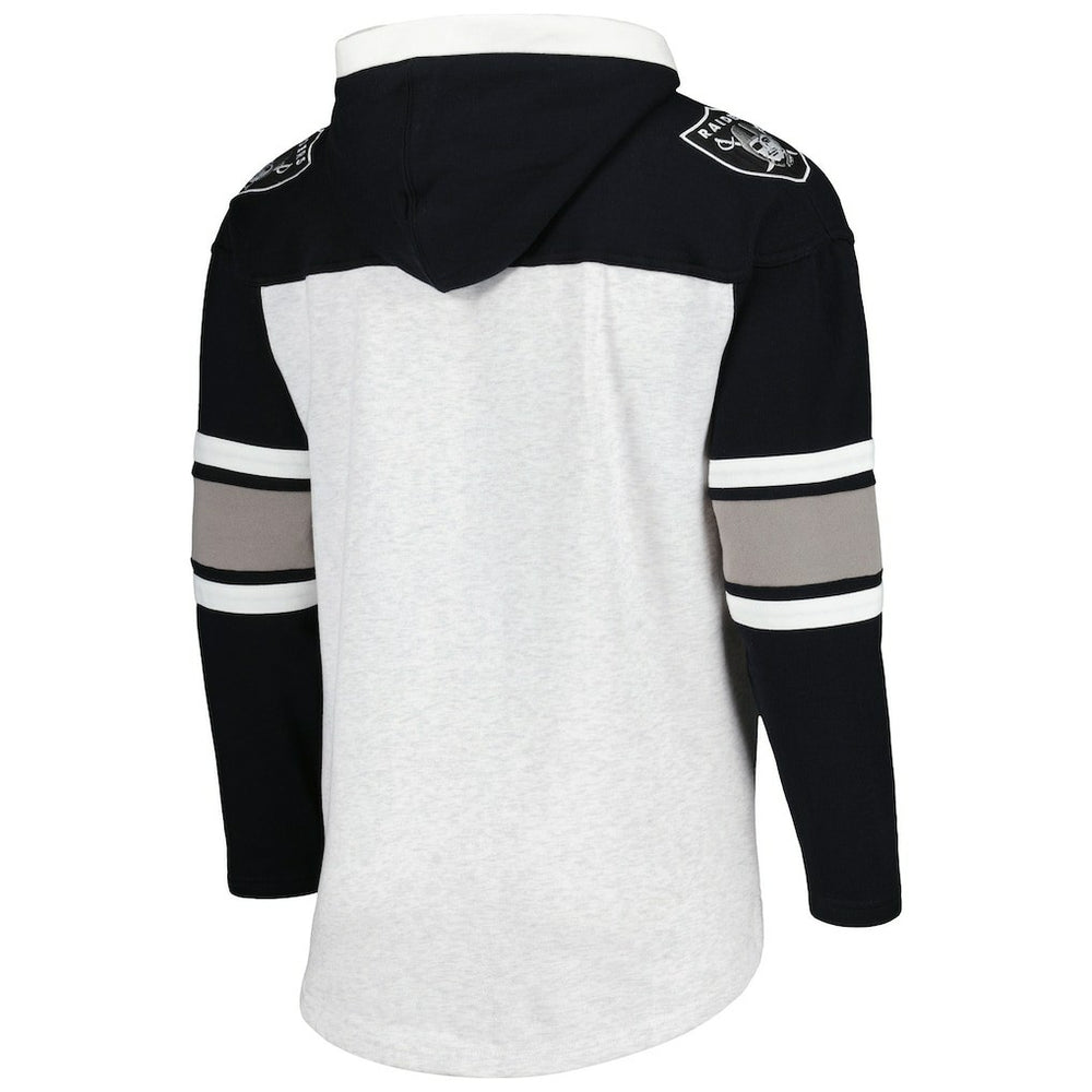 Las Vegas Raiders '47 Gridiron Lace-Up Pullover Hoodie - Heather Gray - 47 brand