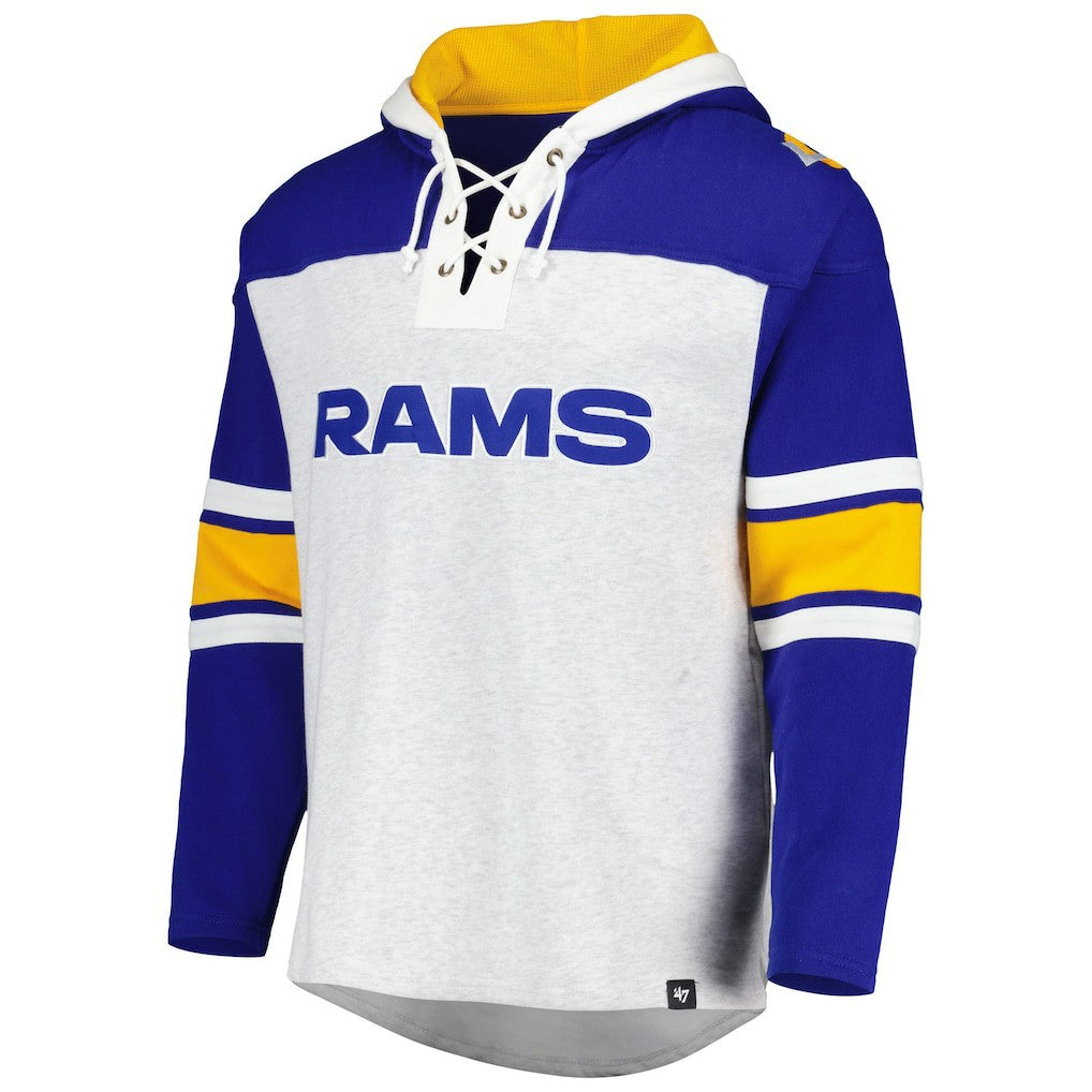Los Angeles Rams '47 Gridiron Lace-Up Pullover Hoodie - Heather Gray - 47 brand