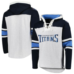 Tennessee Titans '47 Gridiron Lace-Up Pullover Hoodie - Heather Gray - 47 brand