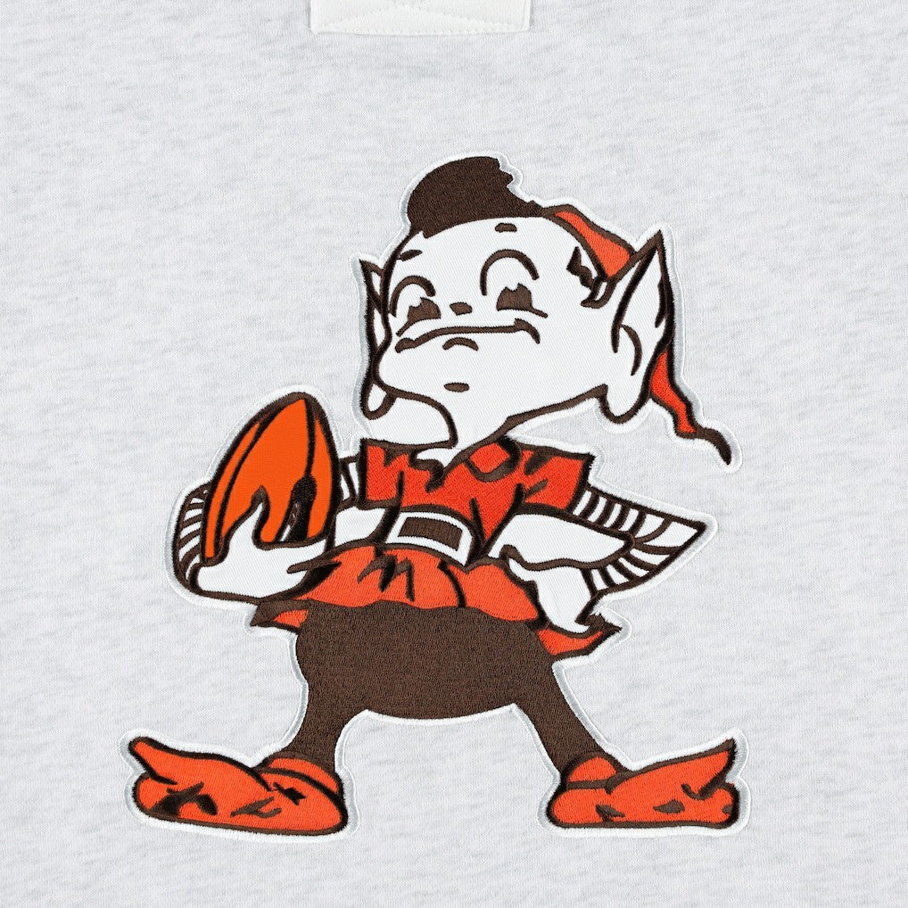 Cleveland Browns '47 Brownie The Elf Historic Logo Gridiron Lace-Up Pullover Hoodie - Heather Gray - 47 brand