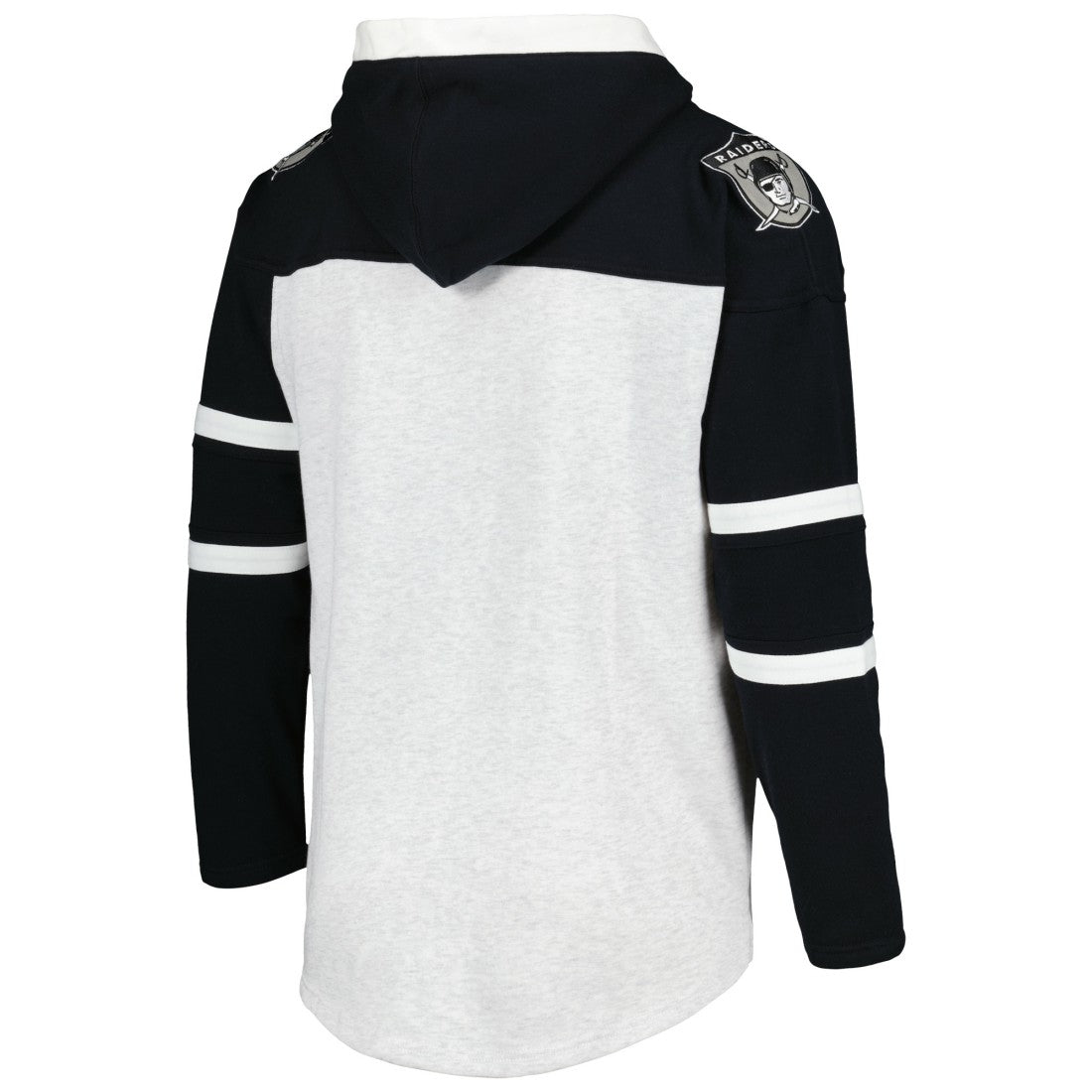 Las Vegas Raiders '47 Historic Logo Gridiron Lace-Up Pullover Hoodie - Heather Gray - 47 brand