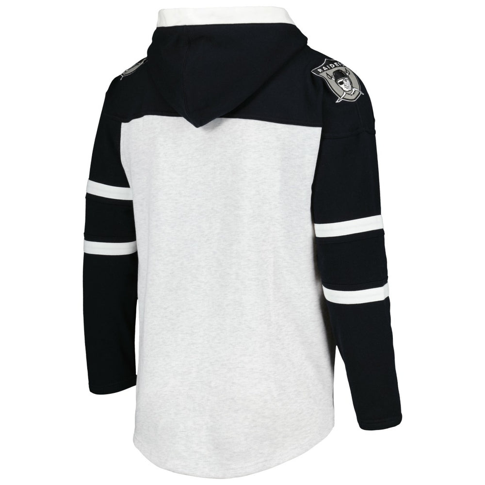 Las Vegas Raiders '47 Historic Logo Gridiron Lace-Up Pullover Hoodie - Heather Gray - 47 brand