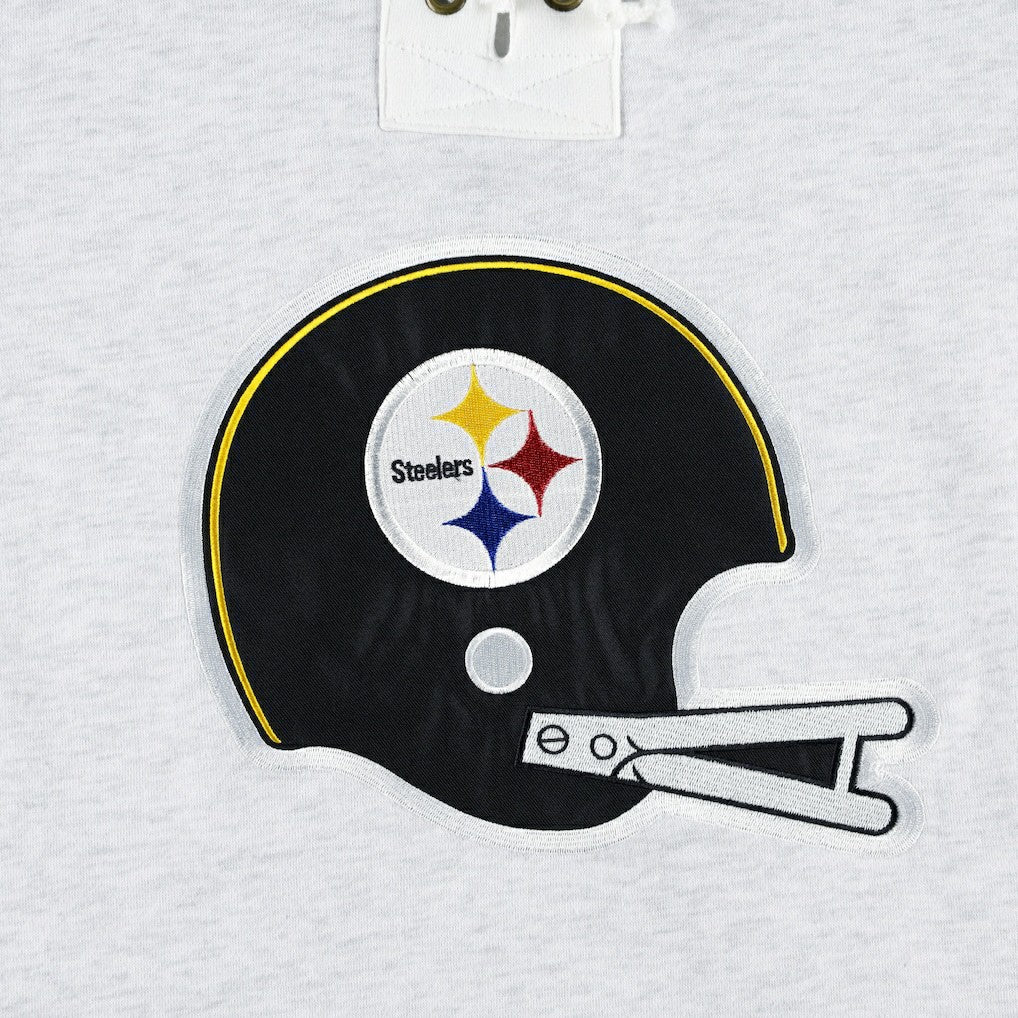 Pittsburgh Steelers '47 Historic Logo Gridiron Lace-Up Pullover Hoodie - Heather Gray - 47 brand