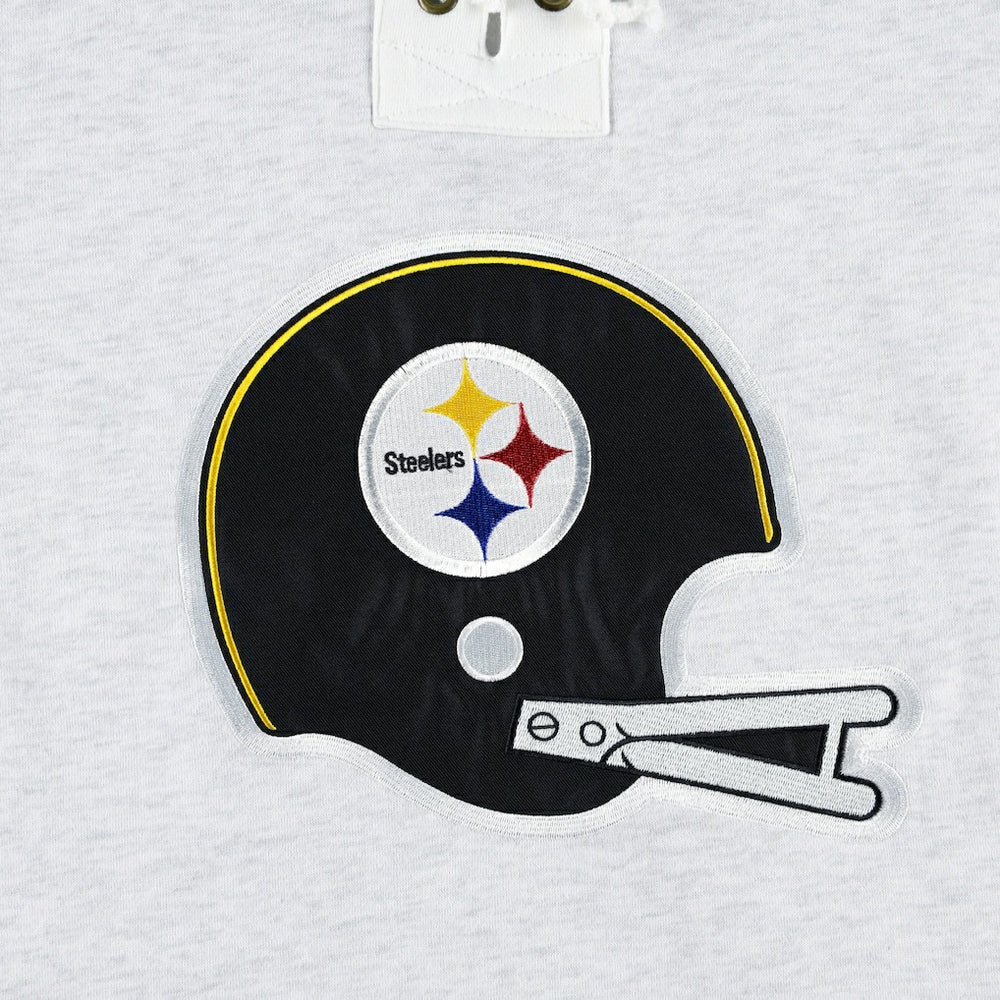 Pittsburgh Steelers '47 Historic Logo Gridiron Lace-Up Pullover Hoodie - Heather Gray - 47 brand