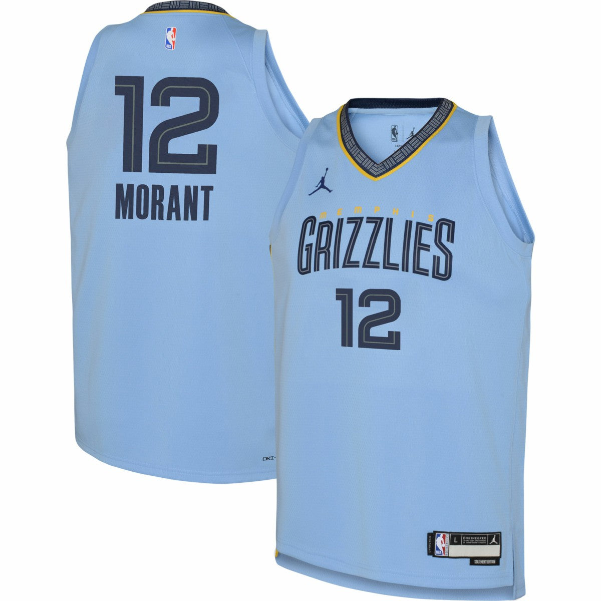 Ja Morant Memphis Grizzlies Jordan Brand Youth Swingman Jersey Statement Edition Light Blue