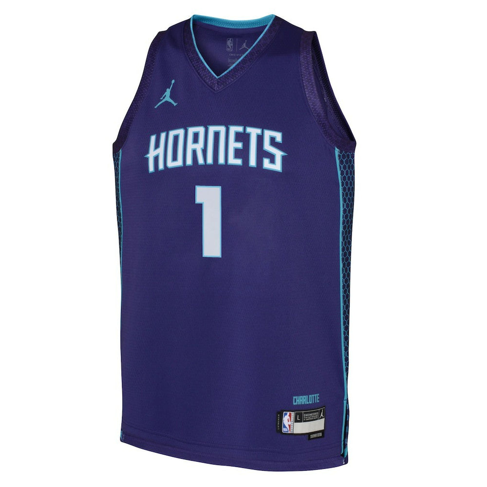 LaMelo Ball Charlotte Hornets Jordan Brand Youth Swingman Jersey Statement Edition Purple