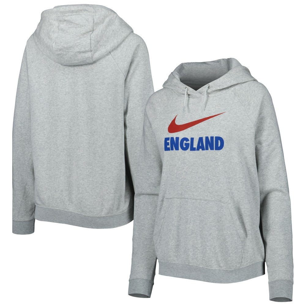Nike - England National Team Women's Lockup Varsity Fleece Raglan Pullover Hoodie - Heather Gray