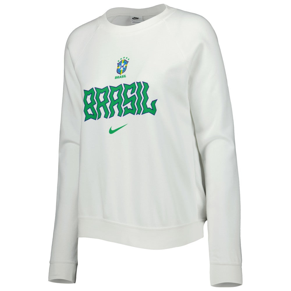 Nike - Brazil National Team Women's Lockup Varsity Tri-Blend Raglan Pullover Sweatshirt - White