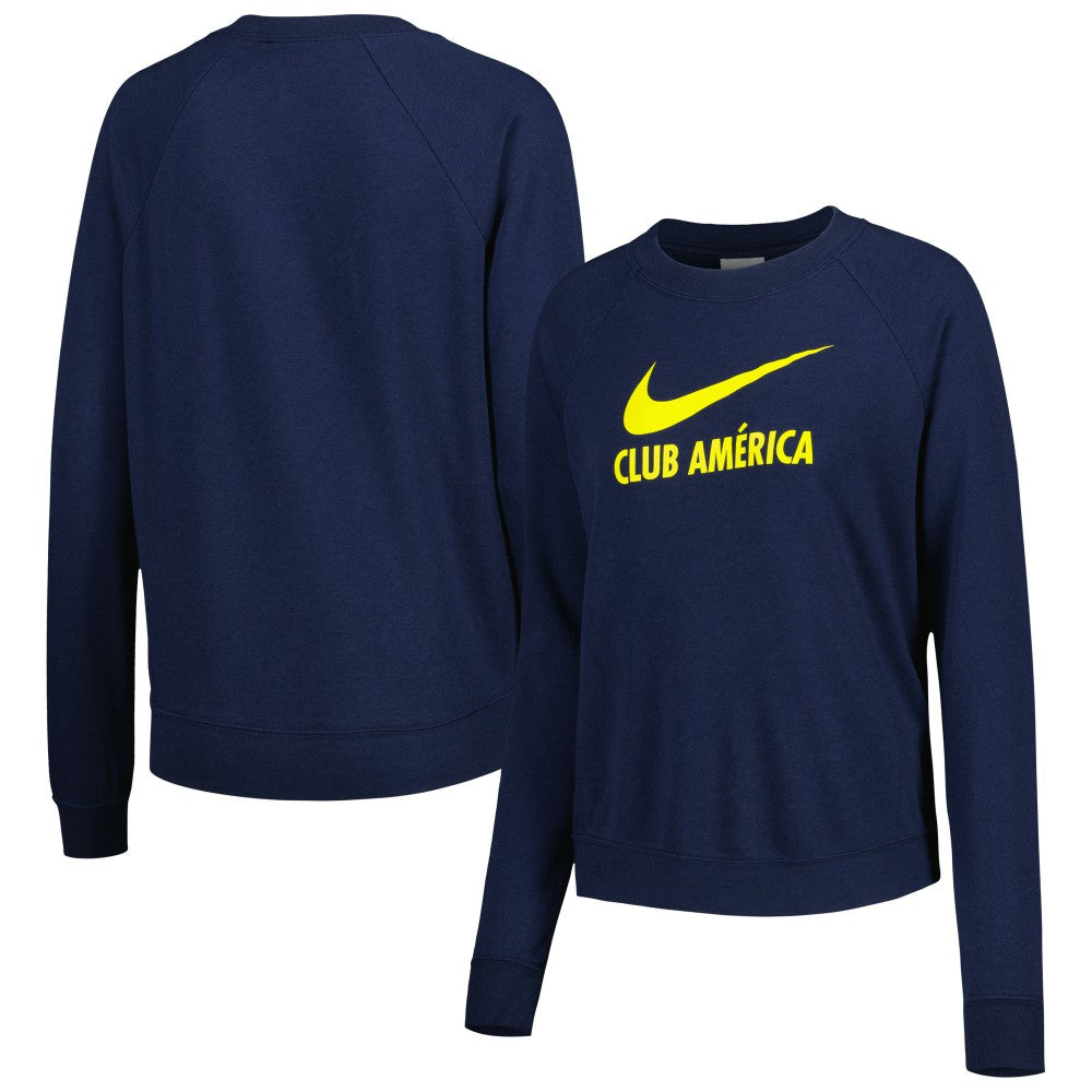 Nike - Club America Women's Lockup Varsity Tri-Blend Raglan Pullover Sweatshirt - Navy
