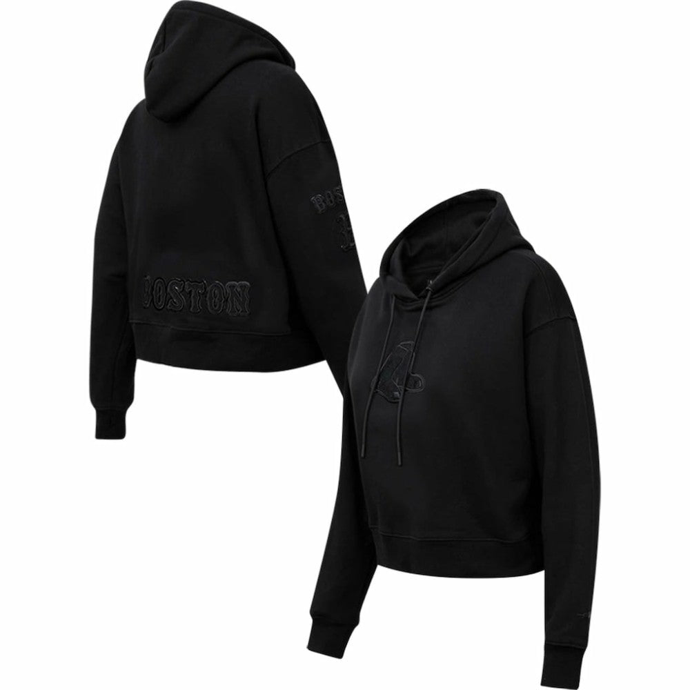 Boston Red Sox Pro Standard Women's Triple Black Cropped Pullover Hoodie Discount