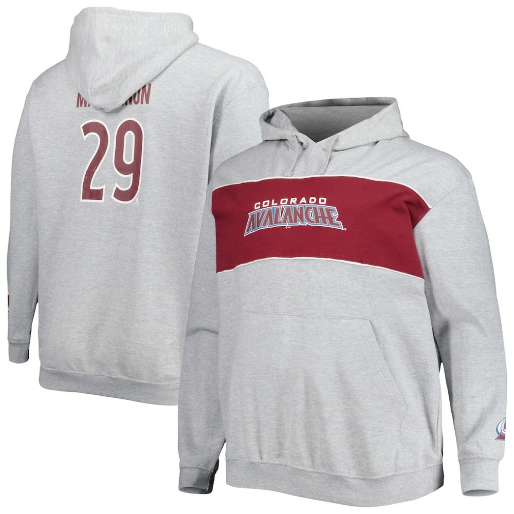 Nathan MacKinnon Colorado Avalanche Big & Tall Player Pullover Hoodie - Heather Gray | NHL discount