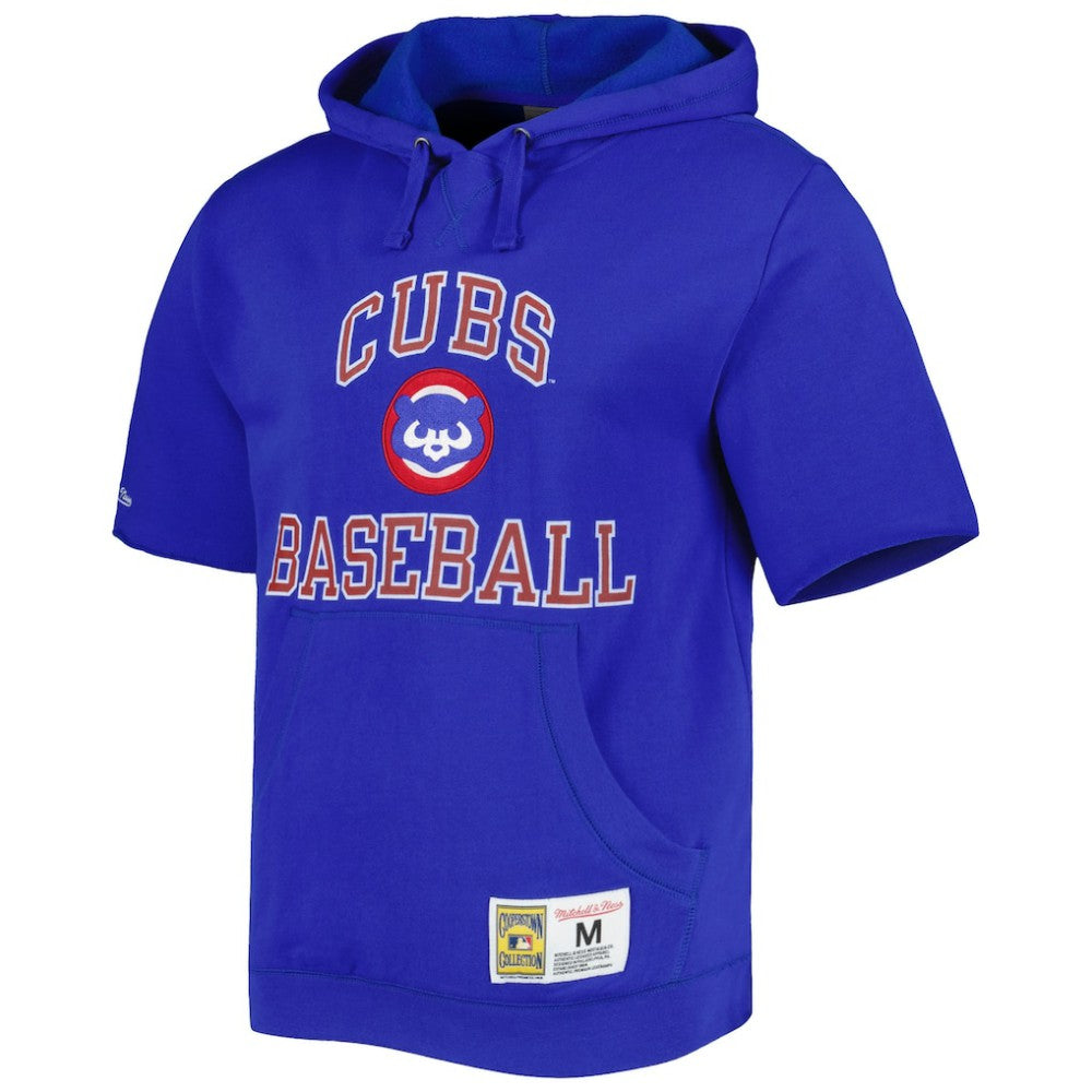 Chicago Cubs Mitchell & Ness Cooperstown Collection Washed Fleece Pullover Short Sleeve Hoodie for sale