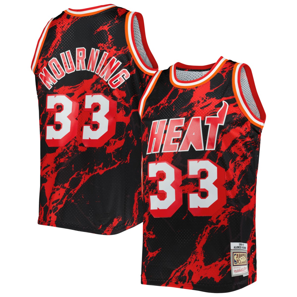 Mitchell & Ness Alonzo Mourning Miami Heat 1996/97 Hardwood Classics Marble Swingman Jersey Black