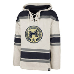 Columbus Blue Jackets '47 Rockaway Lace-Up Pullover Hoodie - Oatmeal | 47 brand Clearance