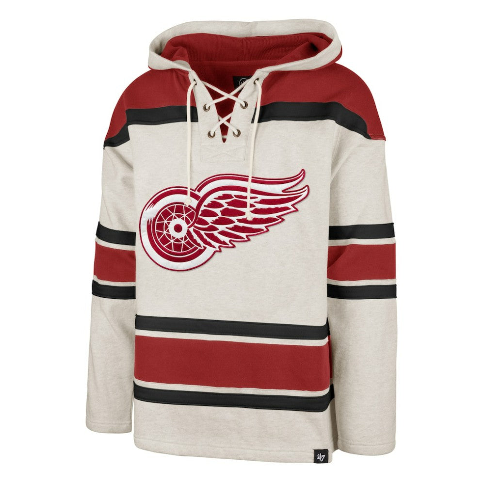Detroit Red Wings '47 Rockaway Lace-Up Pullover Hoodie - Oatmeal | 47 brand Clearance