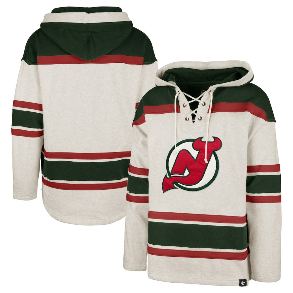 New Jersey Devils '47 Rockaway Lace-Up Pullover Hoodie - Oatmeal | 47 brand discount