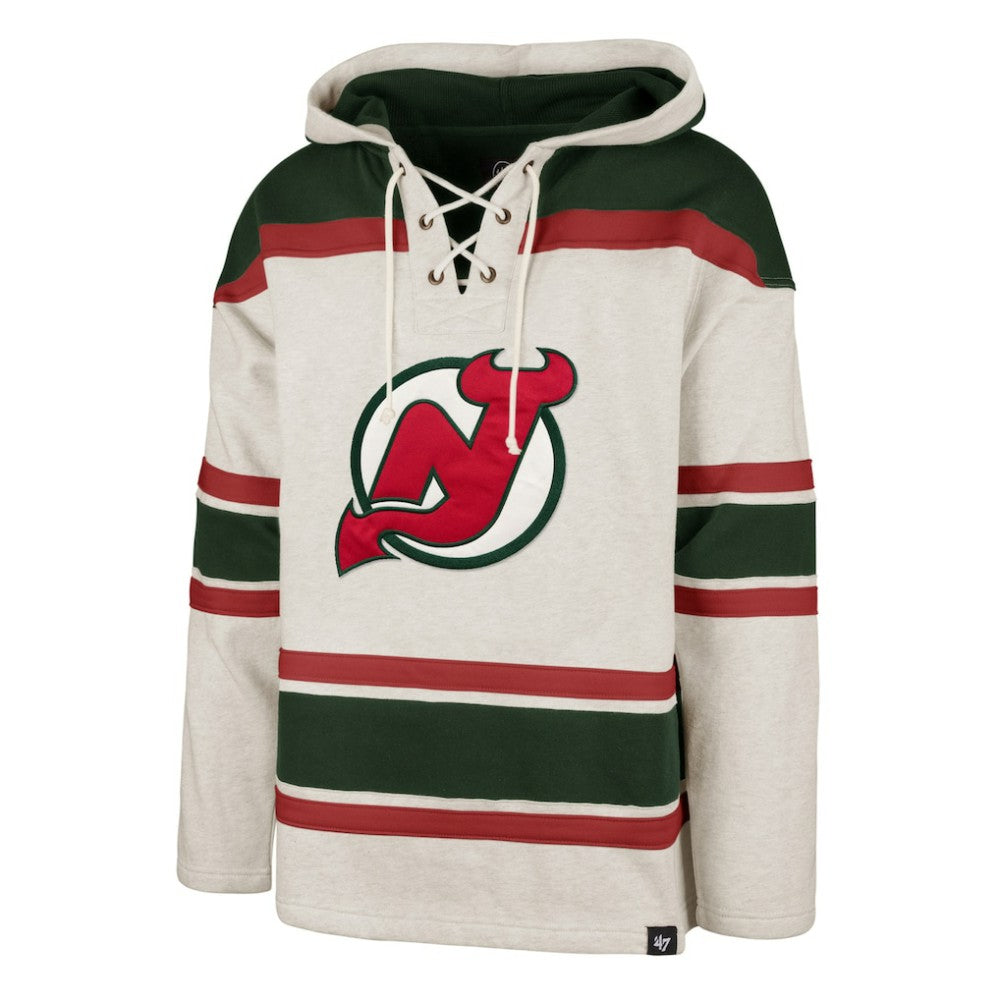 New Jersey Devils '47 Rockaway Lace-Up Pullover Hoodie - Oatmeal | 47 brand discount