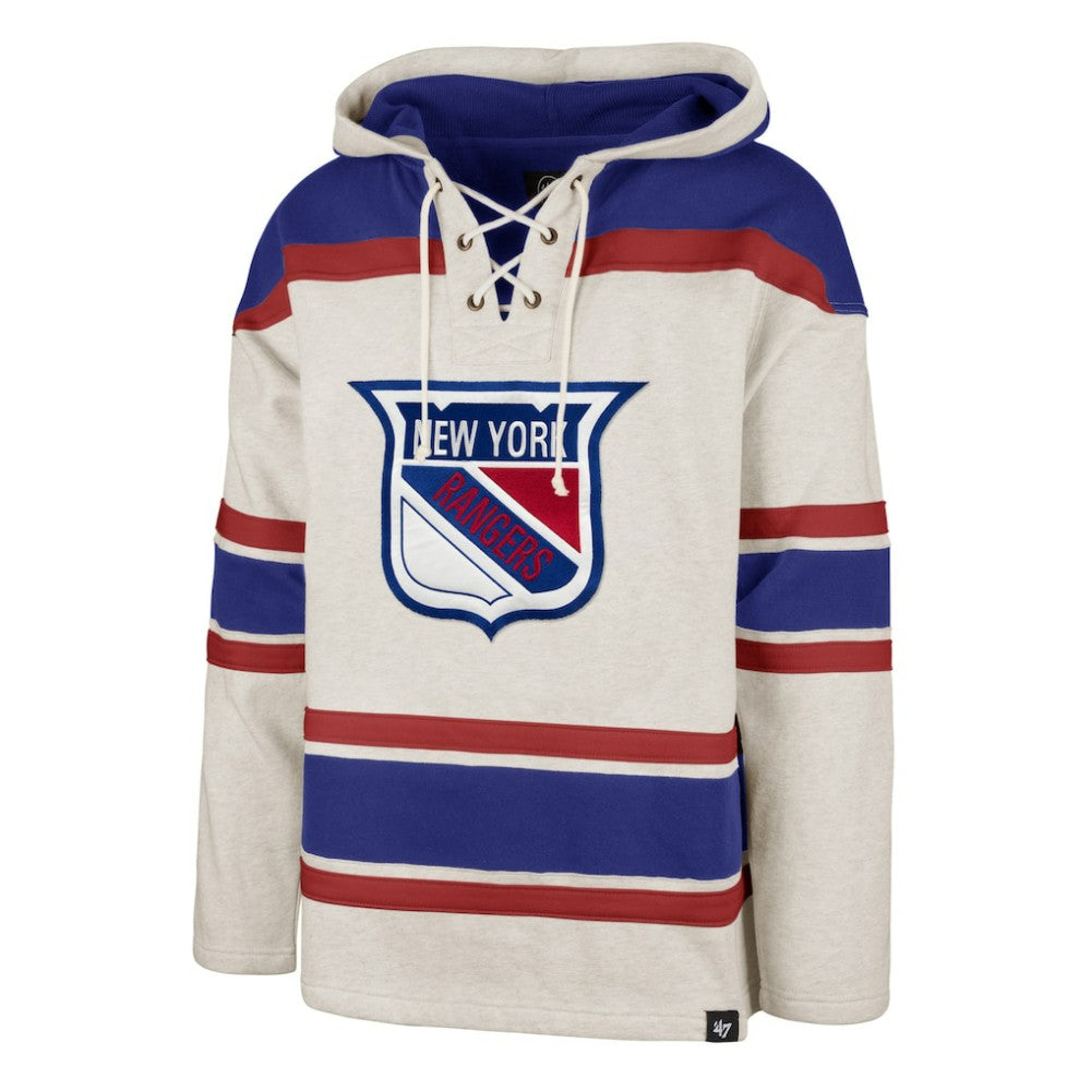 New York Rangers '47 Rockaway Lace-Up Pullover Hoodie - Oatmeal | 47 brand Clearance