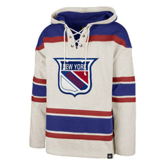 New York Rangers '47 Rockaway Lace-Up Pullover Hoodie - Oatmeal | 47 brand Clearance
