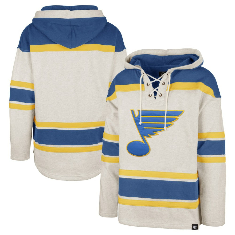 St. Louis Blues '47 Rockaway Lace-Up Pullover Hoodie - Oatmeal | 47 brand online