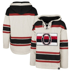 Ottawa Senators '47 Rockaway Lace-Up Pullover Hoodie - Oatmeal | 47 brand Clearance