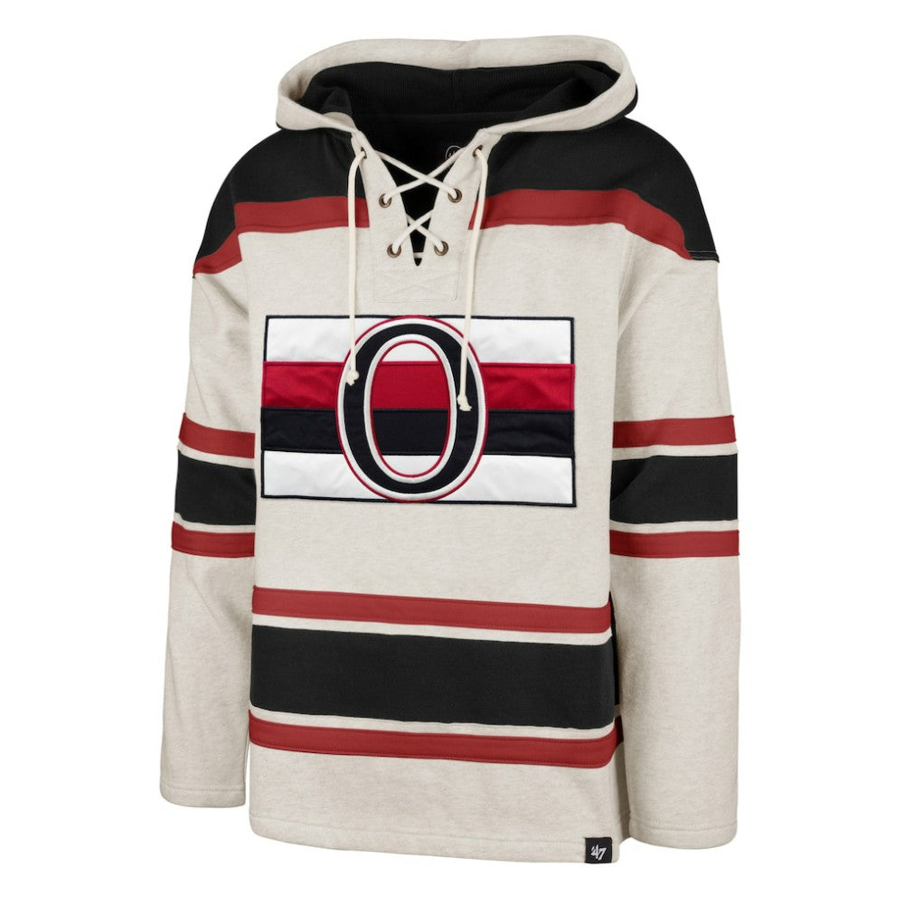 Ottawa Senators '47 Rockaway Lace-Up Pullover Hoodie - Oatmeal | 47 brand Clearance