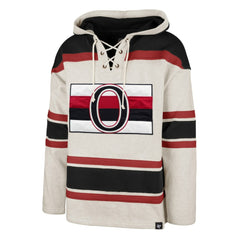 Ottawa Senators '47 Rockaway Lace-Up Pullover Hoodie - Oatmeal | 47 brand Clearance