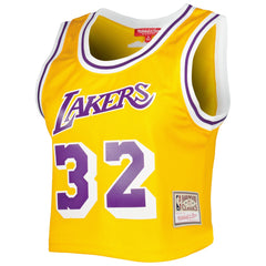 Mitchell & Ness Magic Johnson Los Angeles Lakers Women's 1984 Hardwood Classics Crop Player Tank Top Gold