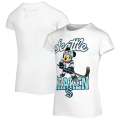 Seattle Kraken Girls Youth Mickey Mouse Go Team Go T-Shirt - White | NHL sale