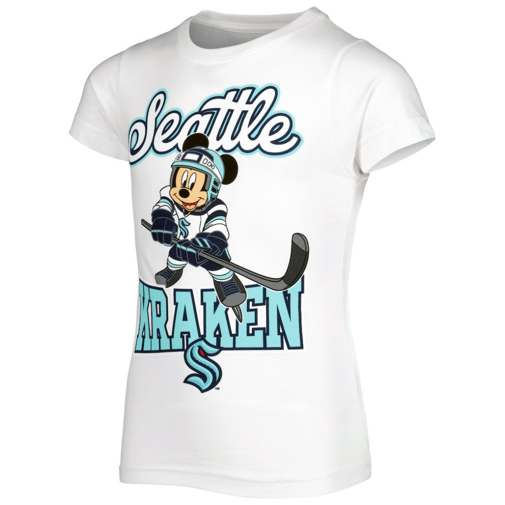 Seattle Kraken Girls Youth Mickey Mouse Go Team Go T-Shirt - White | NHL sale