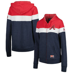 Atlanta Braves New Era Women's Colorblock Full-Zip Hoodie Jacket Outlet