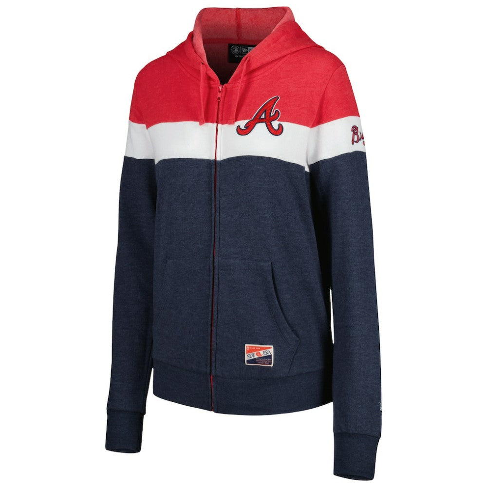 Atlanta Braves New Era Women's Colorblock Full-Zip Hoodie Jacket Outlet