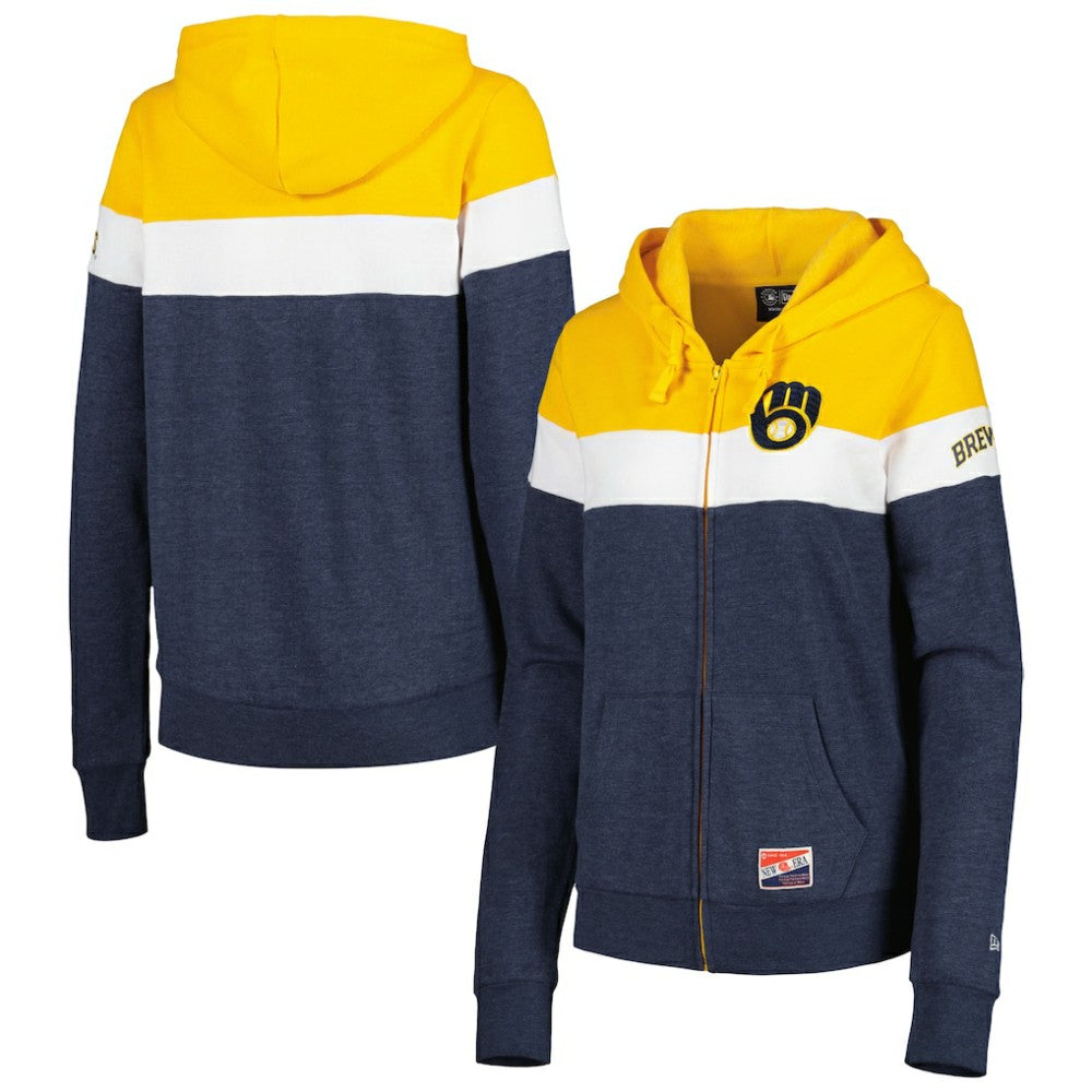 Milwaukee Brewers New Era Women's Colorblock Full-Zip Hoodie Jacket for sale
