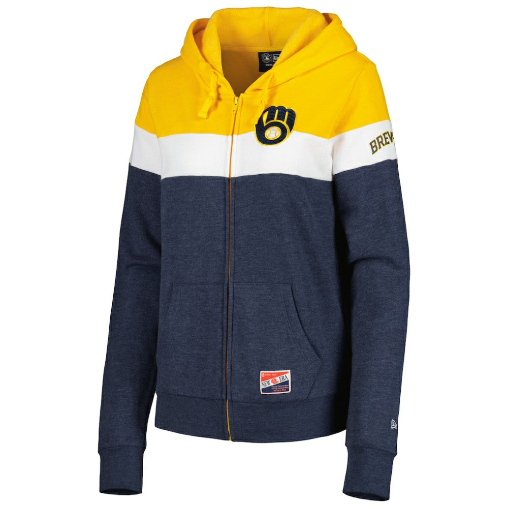 Milwaukee Brewers New Era Women's Colorblock Full-Zip Hoodie Jacket for sale
