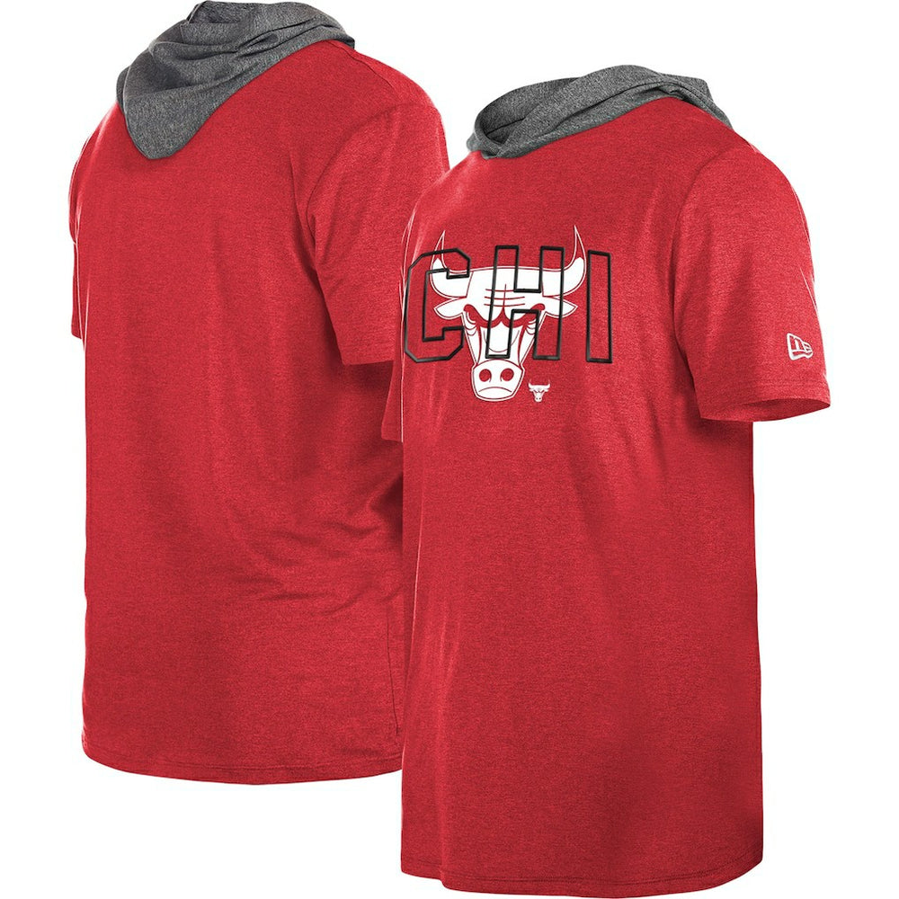 New Era Chicago Bulls Active Hoodie T-Shirt Heather Red