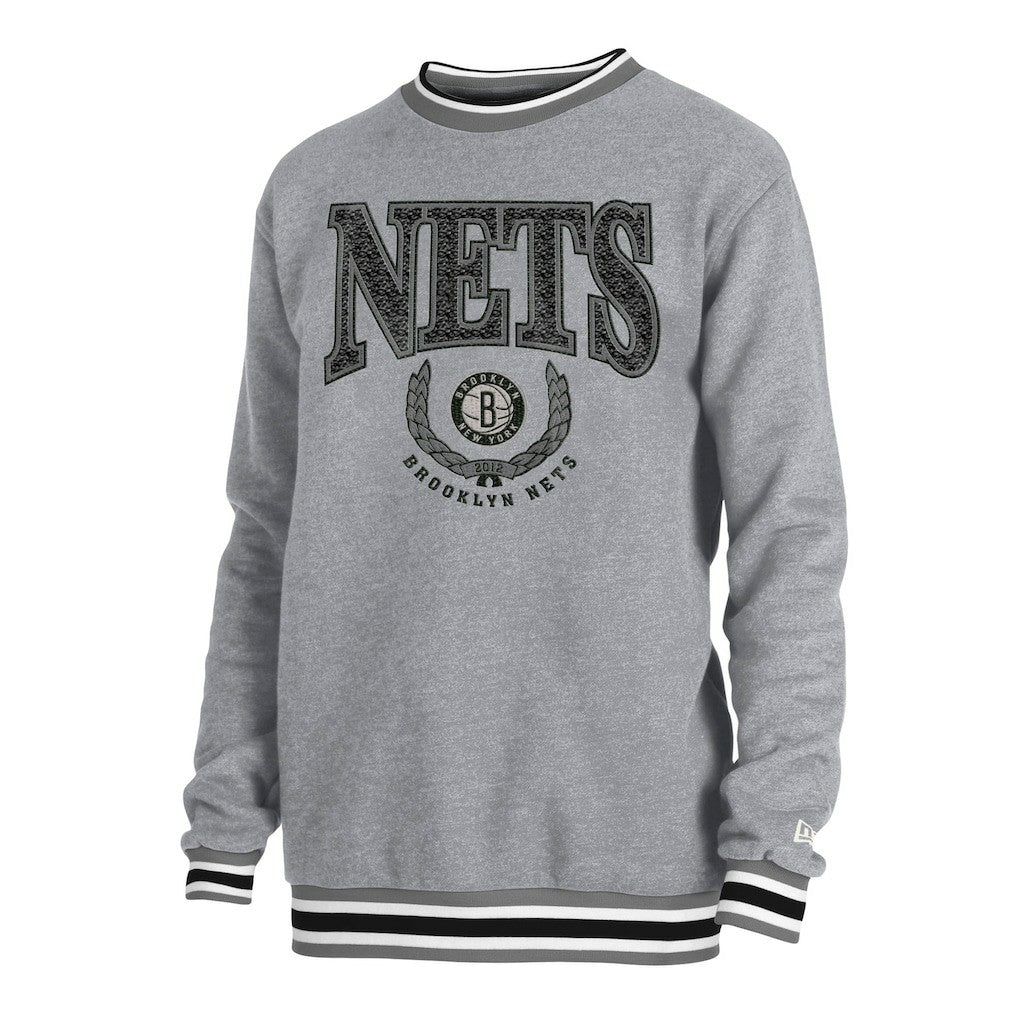 New Era Brooklyn Nets Unisex Vintage Throwback Crew Sweatshirt Heather Gray