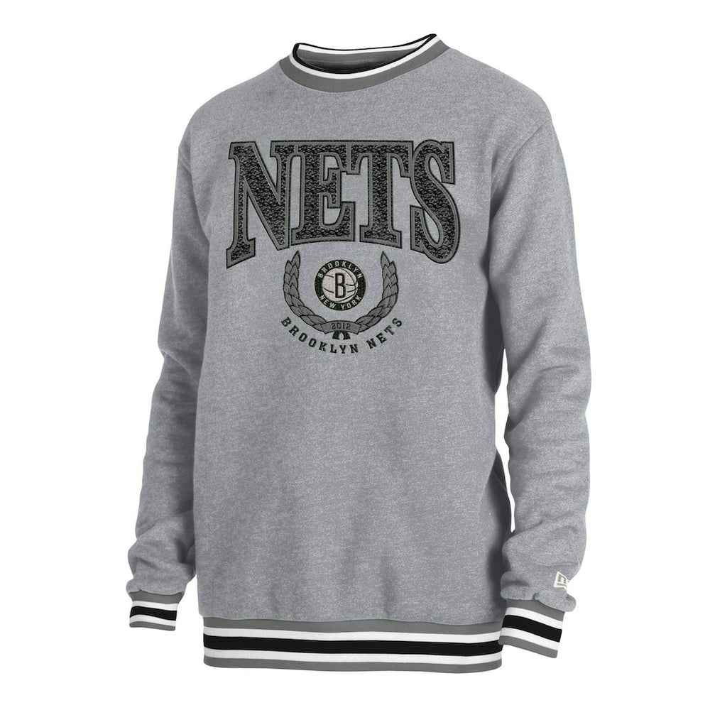 New Era Brooklyn Nets Unisex Vintage Throwback Crew Sweatshirt Heather Gray