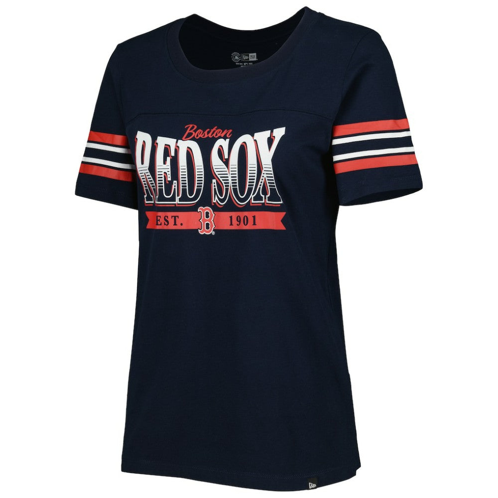 Boston Red Sox New Era Women's Team Stripe T-Shirt Discount