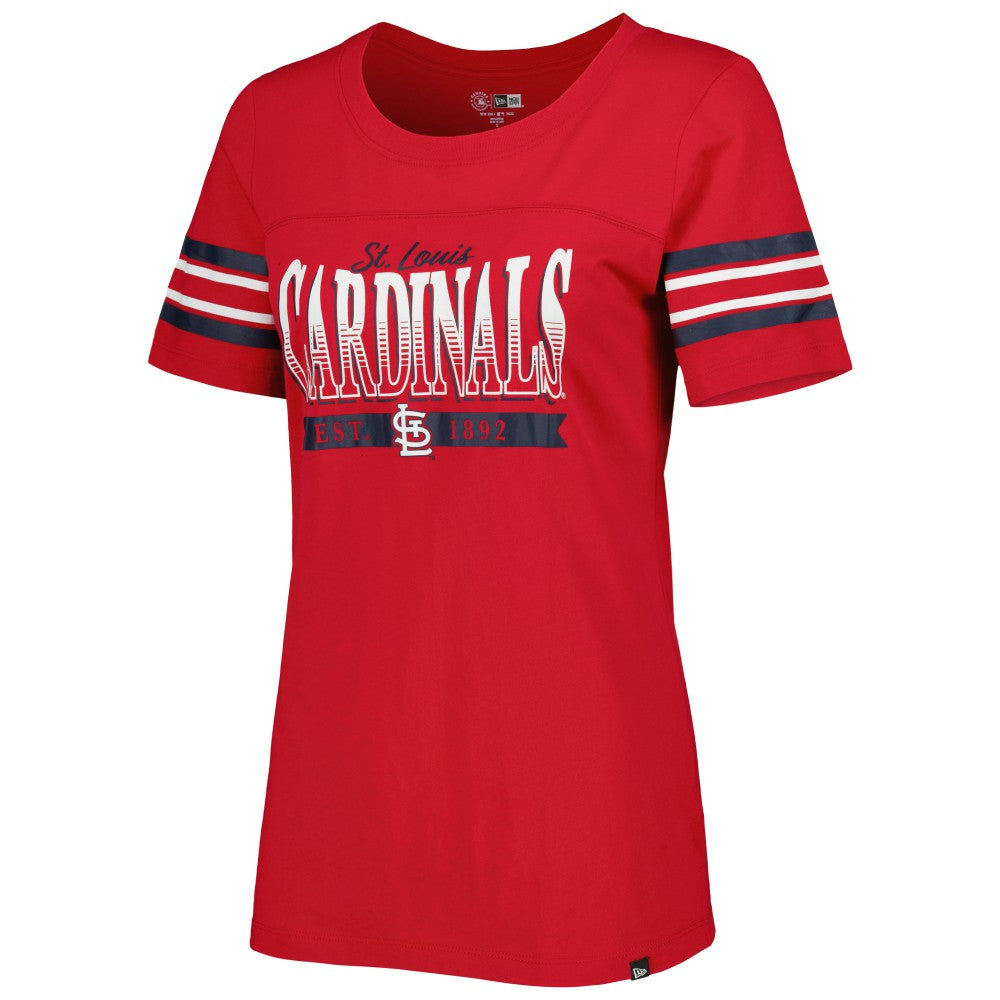 St. Louis Cardinals New Era Women's Team Stripe T-Shirt Outlet