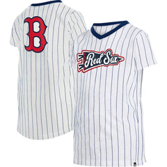 Boston Red Sox New Era Girls Youth Pinstripe V-Neck T-Shirt Discount