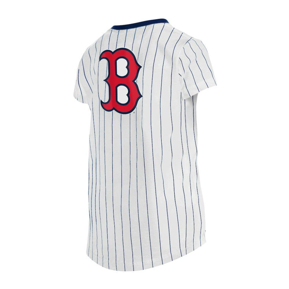 Boston Red Sox New Era Girls Youth Pinstripe V-Neck T-Shirt Discount
