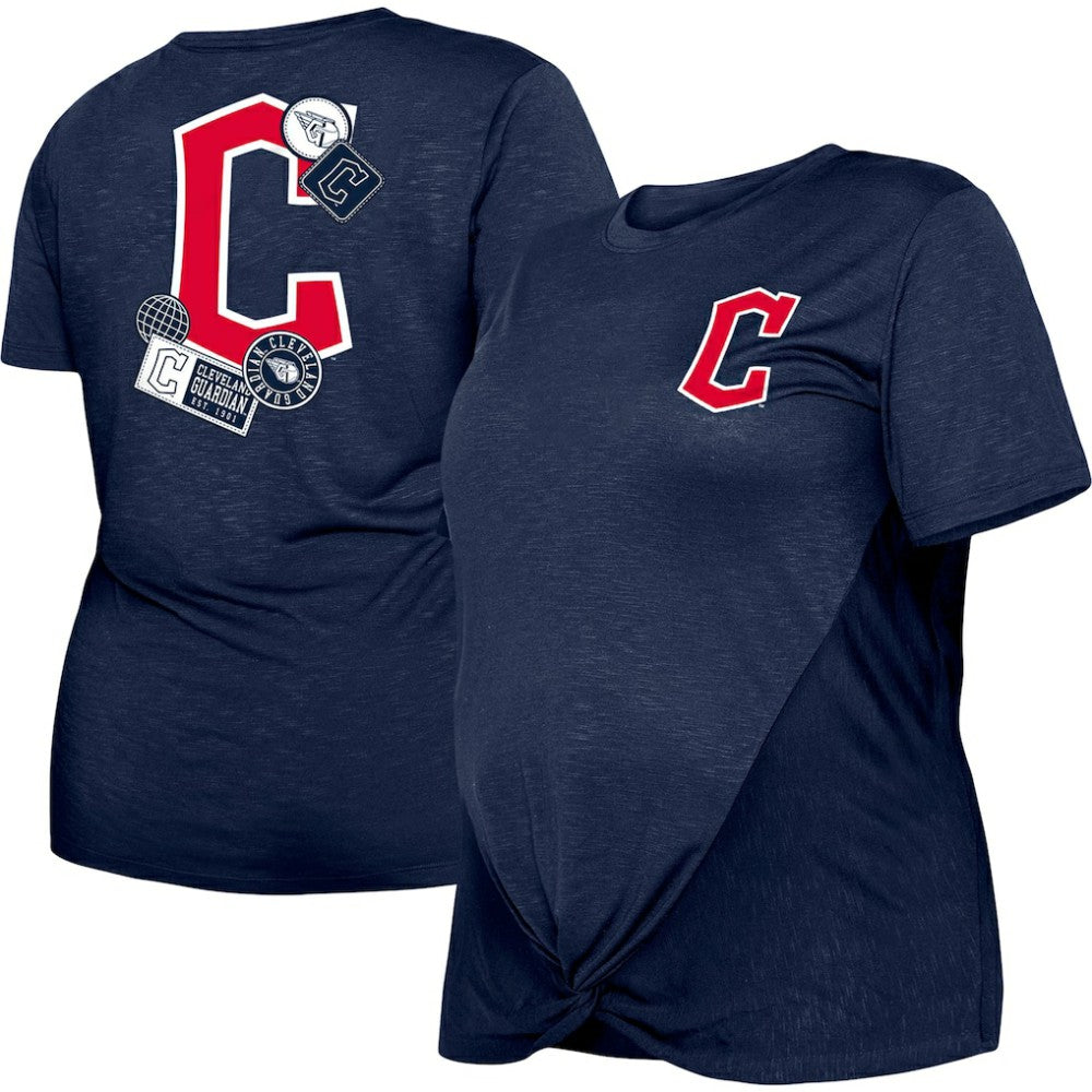 Cleveland Guardians New Era Women's Plus Size Two-Hit Front Knot T-Shirt Sale